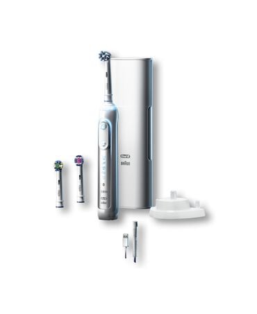 Genius 9000 Electric Toothbrush with 3 Replacement Heads & Smart Travel Case, White
