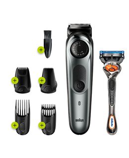 Beard trimmer with Precision Dial, 4 Attachments and Gillette Fusion5 ProGlide Razor