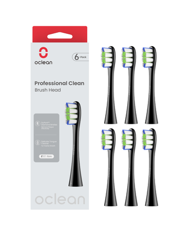 Professional Clean Replacement Brush Head Refills 6 Pack - Black