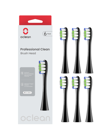 Professional Clean Replacement Brush Head Refills 6 Pack - Black
