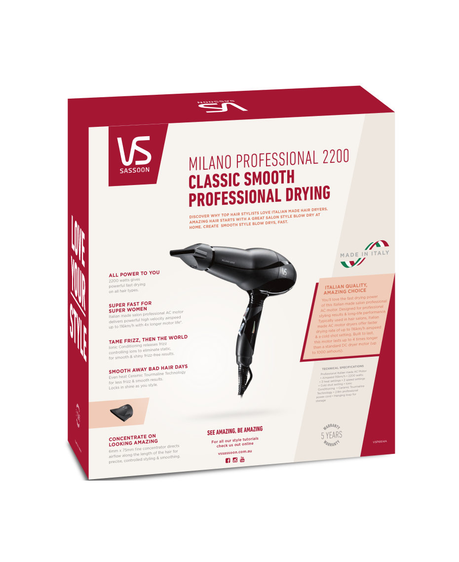 VS Sassoon Milano Italian Hair Dryer Shaver Shop