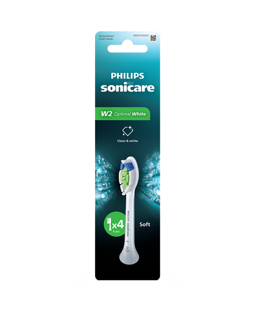 Sonicare W2 Optimal White Brush Head Refills 4 Pack - White