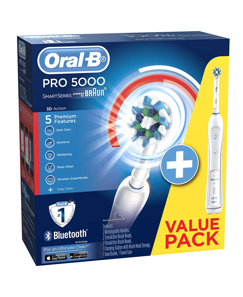 OralB OralB PRO 5000 Electric Toothbrush 2 Handle Pack incl. 4 Brush Head Refills & Travel