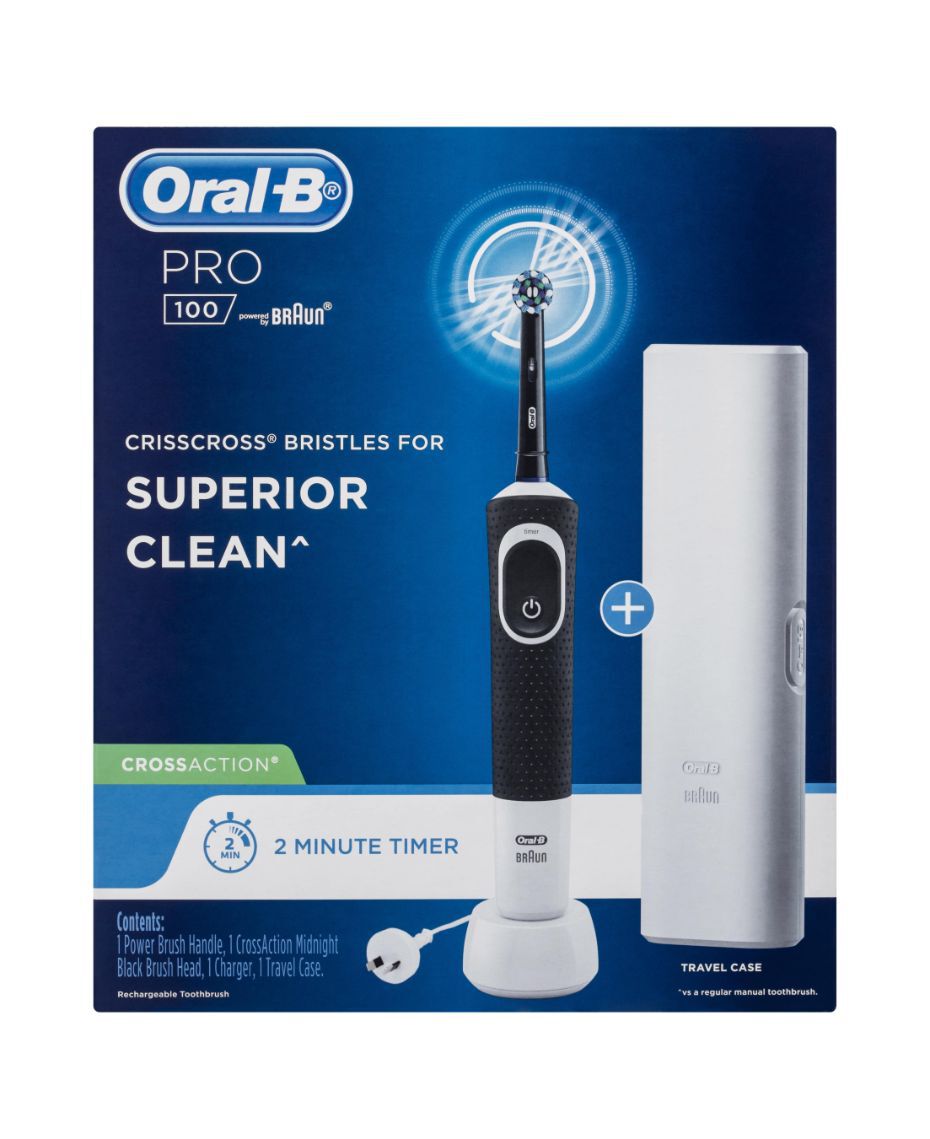 Oral B Pro 100 Cross Action Electric Toothbrush Black Shaver Shop