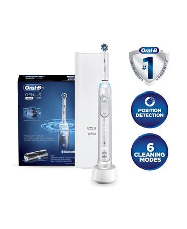 Genius 9000 Electric Toothbrush with 3 Replacement Heads & Smart Travel Case, White
