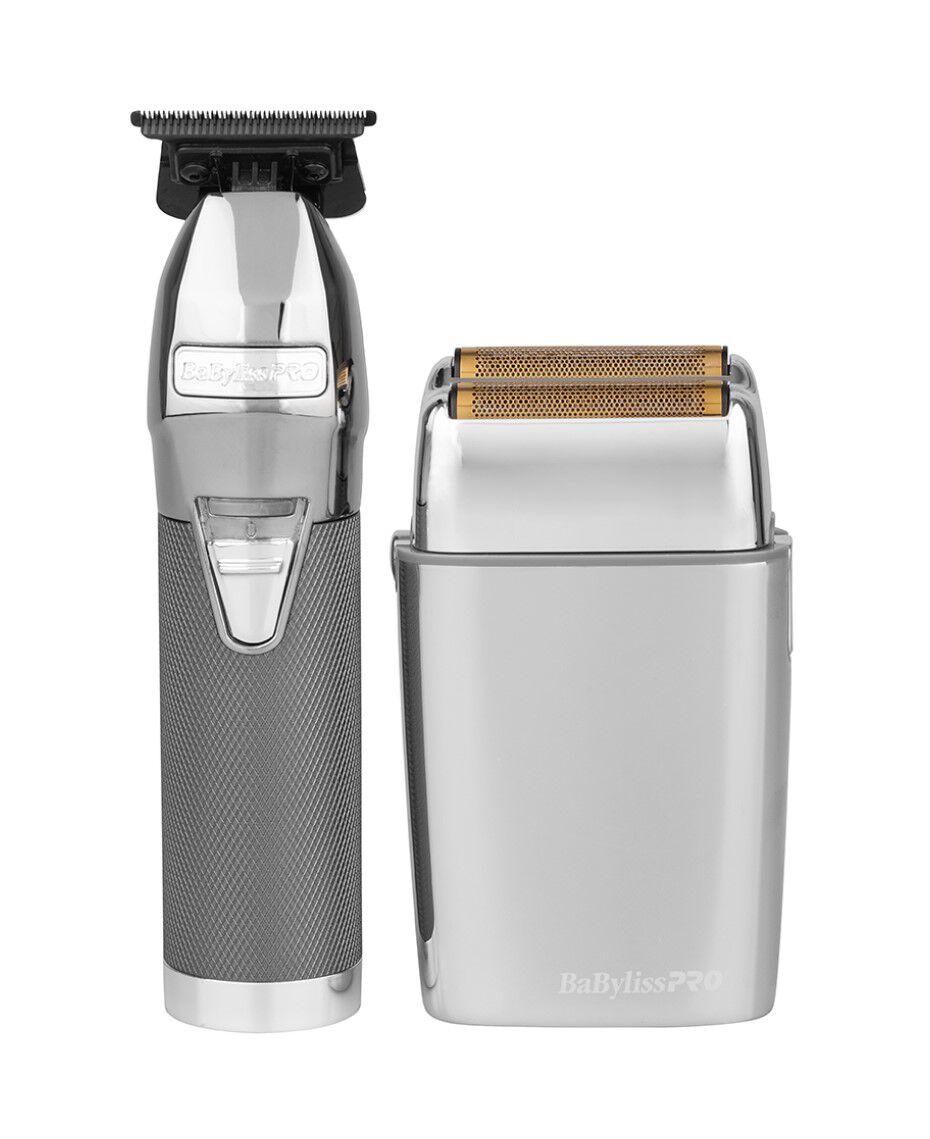 BaByliss Pro Double Foil Shaver & FX Outliner Trimmer Silver Duo