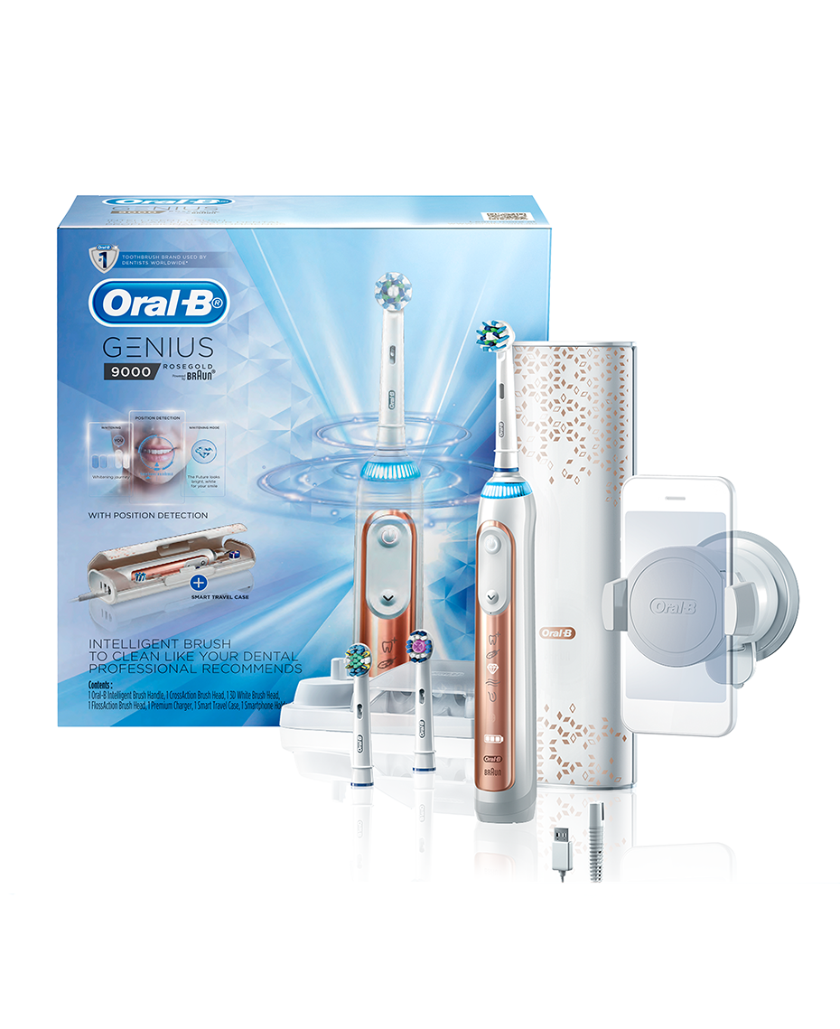 Oral B Genius 9000 Electric Toothbrush With 3 Replacement Heads Smart Travel Case Rose Gold Shaver Shop