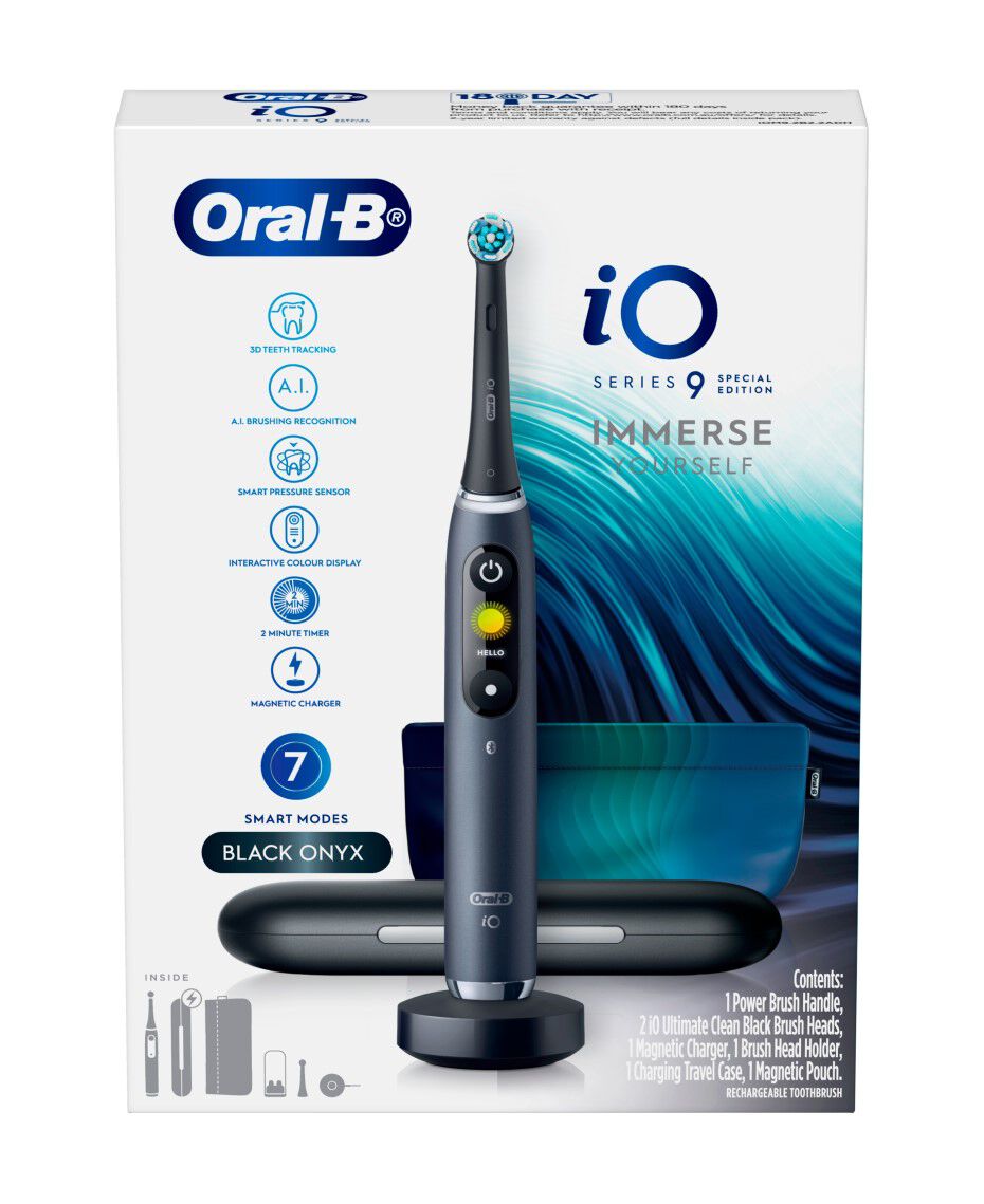 OralB iO9 Electric Toothbrush with Travel Case Matte Black with Bonus Pouch Shaver Shop