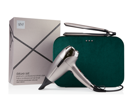 platinum+ hair straightener & helios™ hair dryer deluxe gift set in warm pewter
