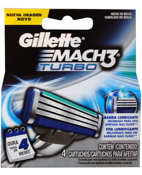 Mach 3 Turbo 4 Pack Blades