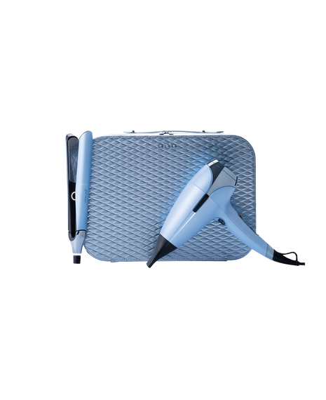 chronos hair straightener & helios® professional hair dryer deluxe gift set in icy blue - limited edition