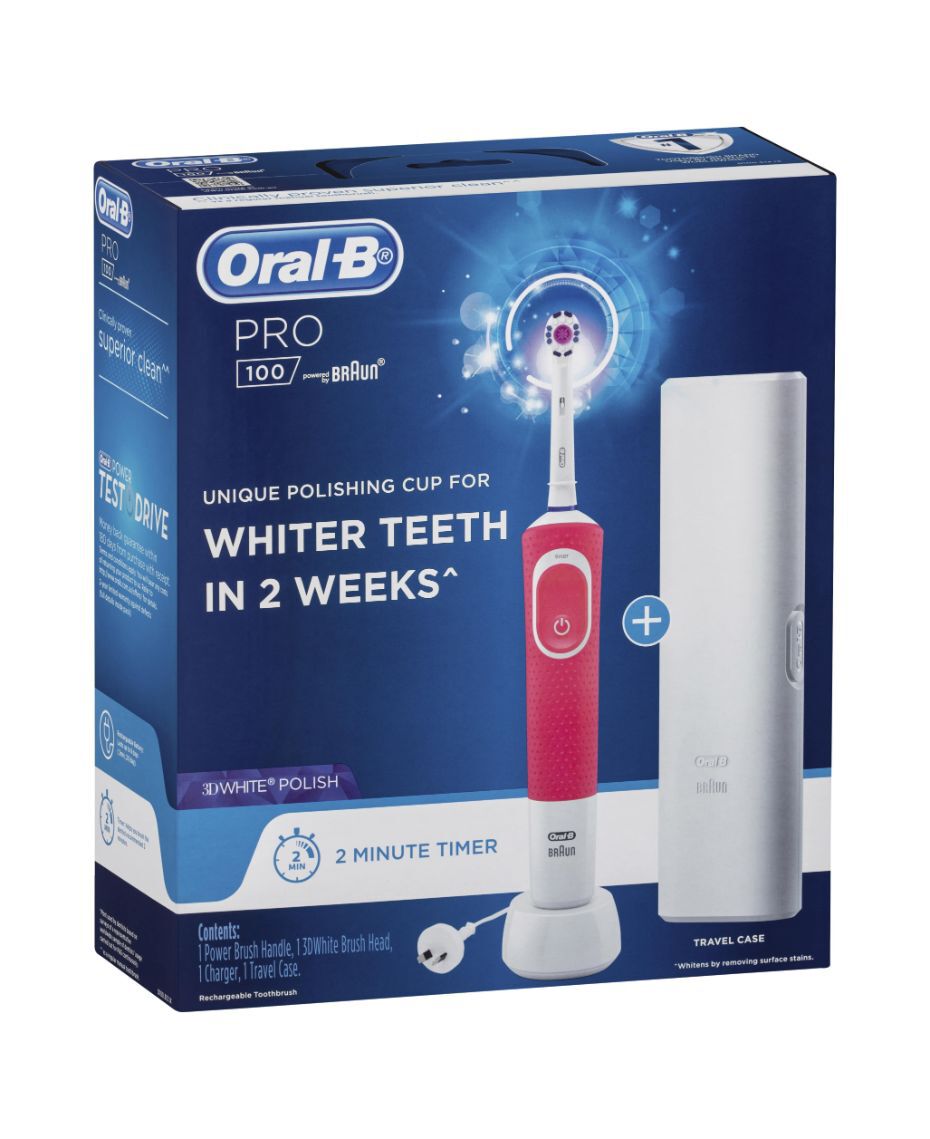 Oral B Pro 100 3d White Polish Electric Toothbrush Pink