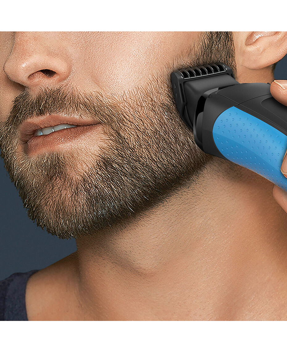 using a beard trimmer on head