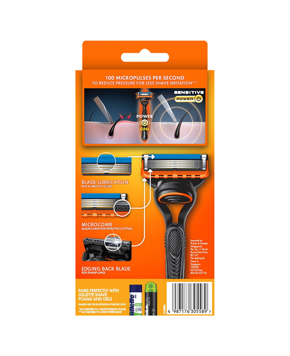 Gillette | Fusion5 Sensitive Power Razor with Blades Refill 2 Pack ...
