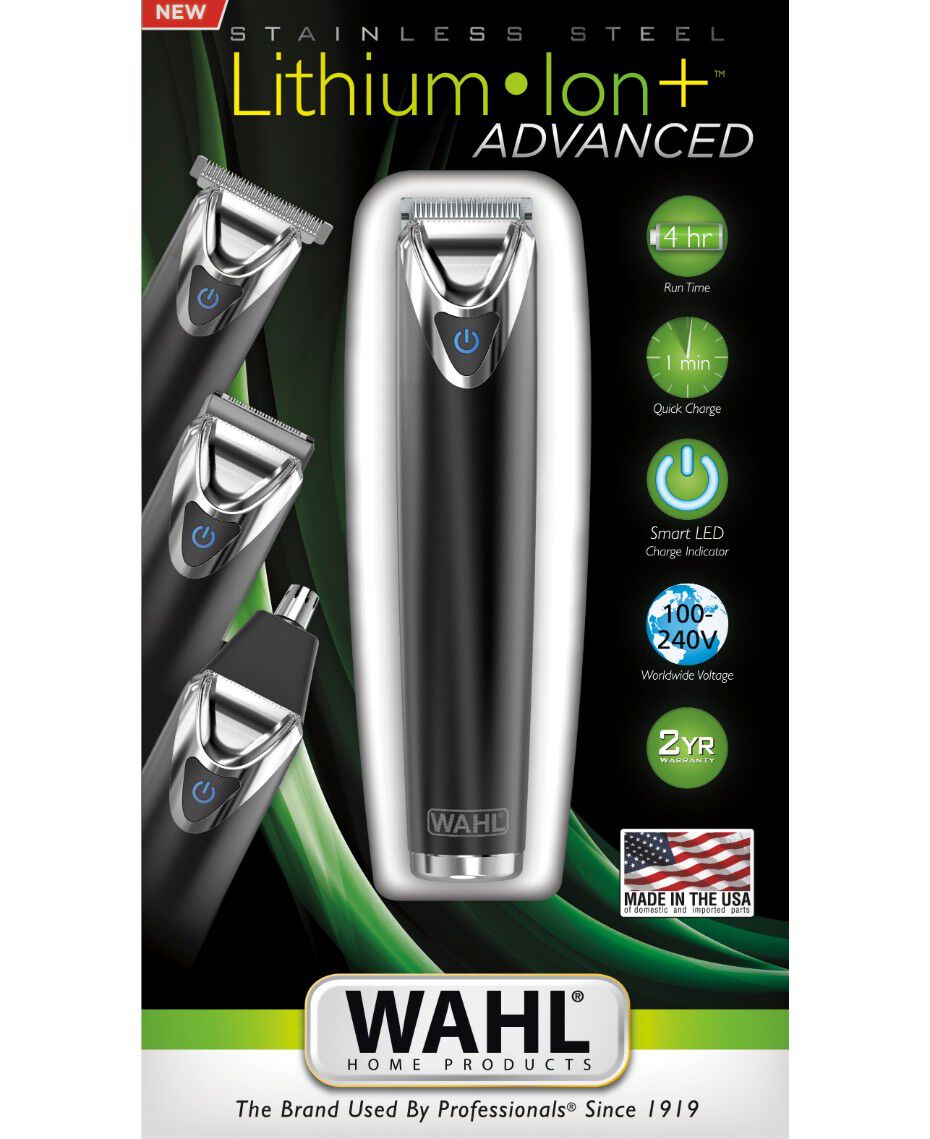 Wahl Stainless Steel Lithium Ion Beard Trimmer Slate Shaver Shop