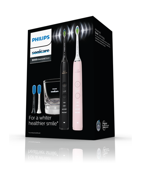 Sonicare DiamondClean 9000 Electric Toothbrush Bundle Pack - Black + Pink