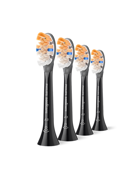 Sonicare A3 Premium All-in-One Replacement Head Refills 4 Pack - Black