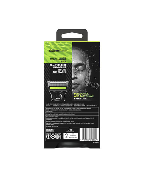 GilletteLabs with Exfoliating Bar Razor with Blades Refill 2 Pack