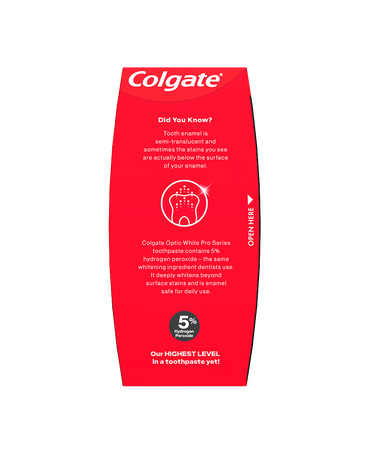 Optic White Pro Series Stain Prevention Teeth Whitening Toothpaste, 80g, Enamel Safe, with 5% Hydrogen Peroxide