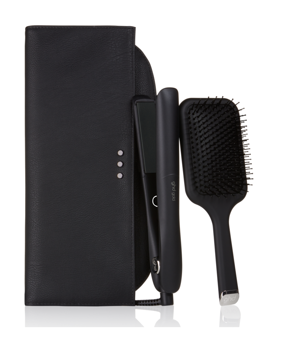 ghd gold hair straightener gift set with paddle hair brush