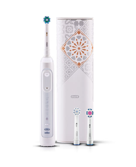 Genius AI Electric Toothbrush with 3 Replacement Heads & Smart Travel Case, White