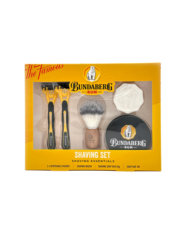 Shaving Essentials Set with 2 Disposable Razors, Shaving Brush, Shaving Soap Bar 65g & Soap Bar Tin
