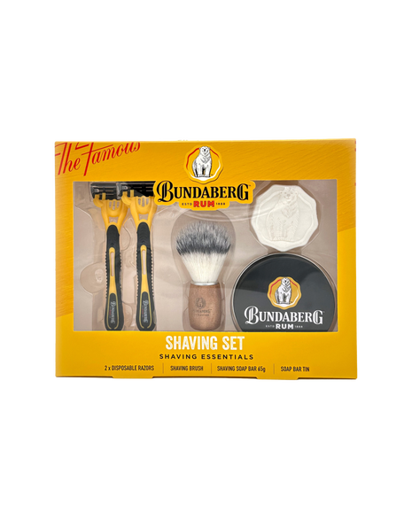 Shaving Essentials Set with 2 Disposable Razors, Shaving Brush, Shaving Soap Bar 65g & Soap Bar Tin