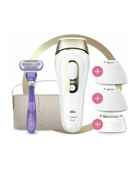 Silk Expert Pro 5 IPL Latest Generation Long Term Permanent Hair Removal Device with 2 Precision Heads