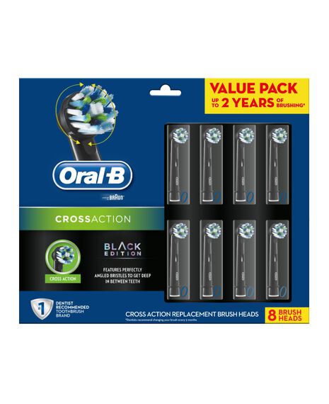 CrossAction Brush Head Refill 8 Pack - Black