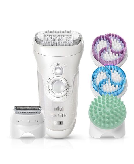 Silk Epil 9 Wet/Dry Epilator 4 in 1 Hair Removal and Exfoliation System with 6 extras