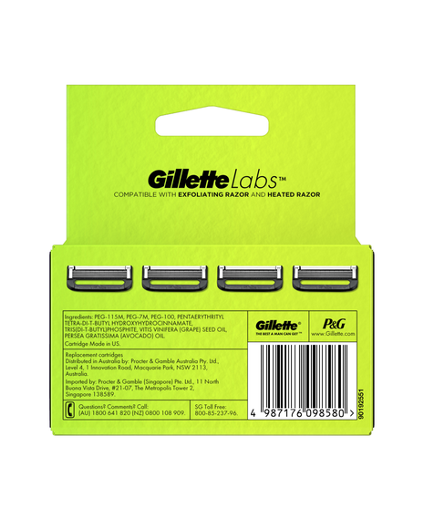 GilletteLabs with Exfoliating Bar Replacement Blades Refill 4 Pack