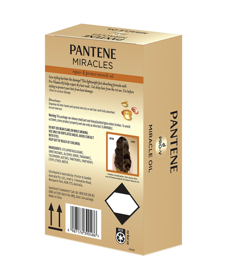 Pantene Repair & Protect Pro-V Miracle Oil packaging details