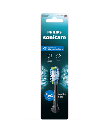 Sonicare C3 Premium Plaque Defence Brush Head Refills 4 Pack - Black