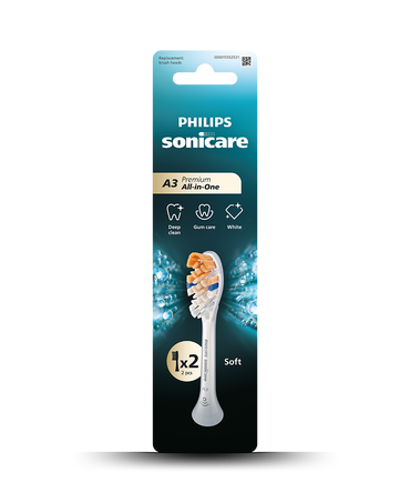 Sonicare A3 Premium All-in-One Brush Head Refills 2 Pack - White