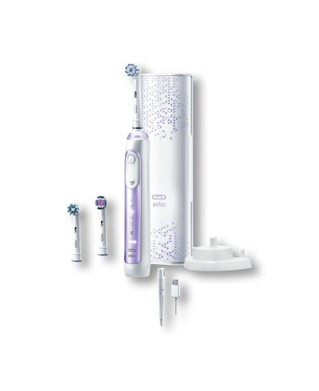 Genius 9000 Electric Toothbrush with 3 Replacement Heads & Smart Travel Case, Purple Orchid