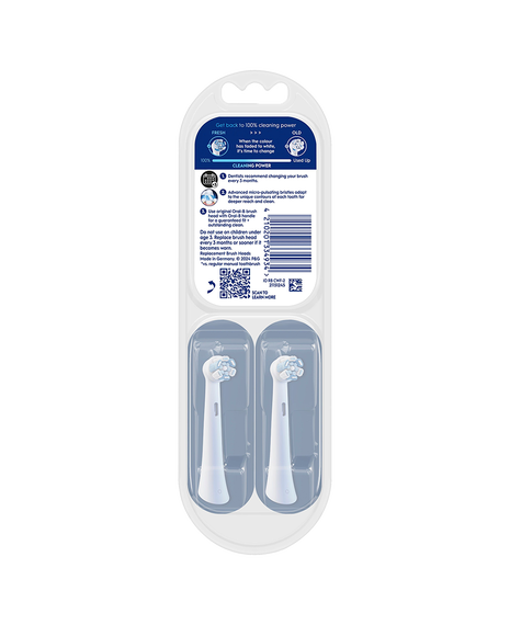 iO Advanced Clean Brush Head Refills 2 Pack - White
