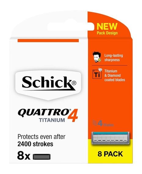 Quattro 4 Titanium Razor Blade Refills 8 Pack