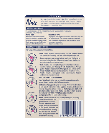 Legs & Body Sensitive Formula Wax Ready Strips 40 Pack