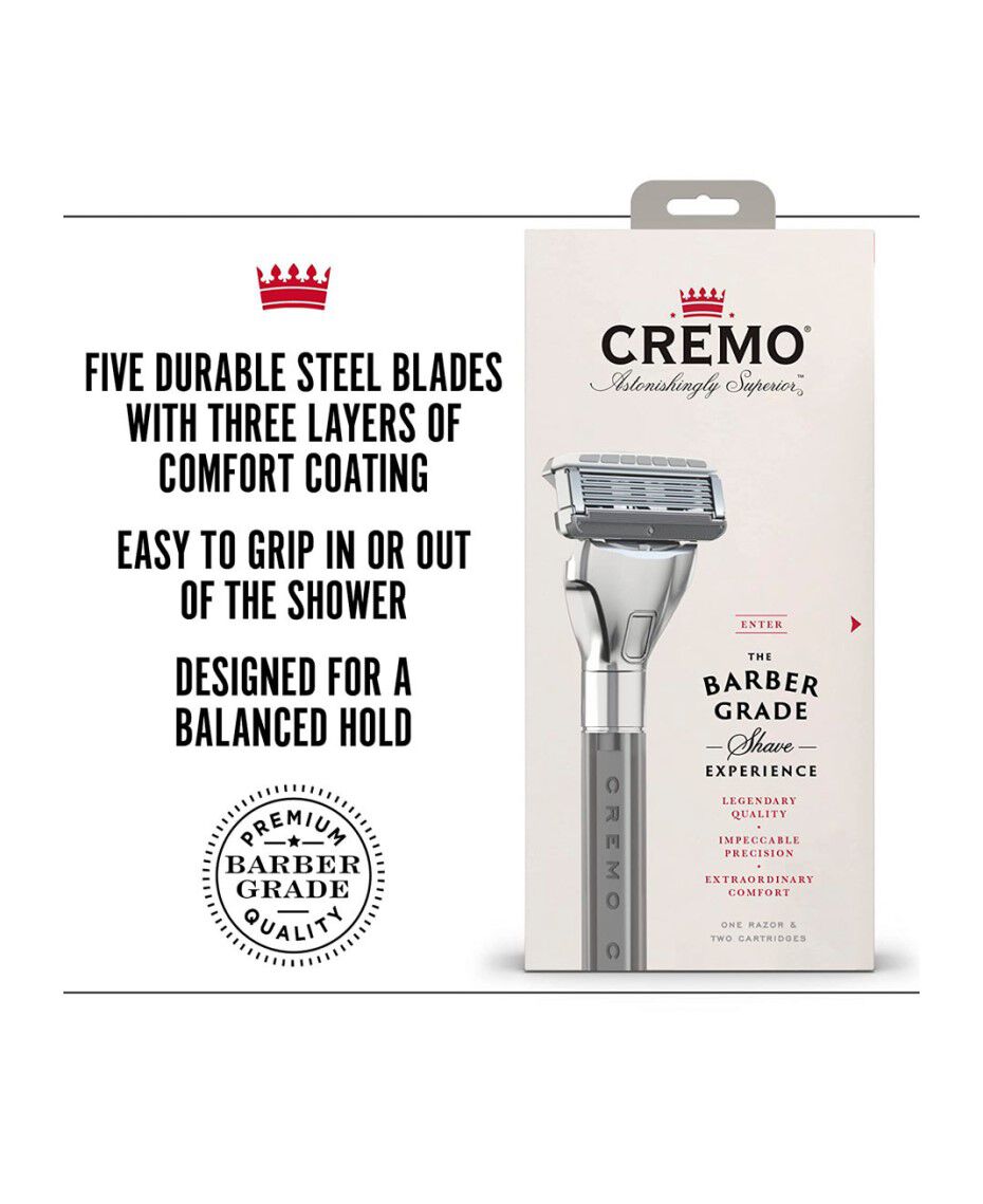 Cremo | Barber Grade Razor with Blade Refills 2 Pack | Shaver Shop