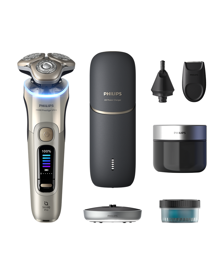 Buy Philips I9000 Prestige Ultra Rechargeable Cordless Electric Shaver For Face & Neck For Men (60mins Runtime, Skin IQ Pro Technology, Dark Slate) Online