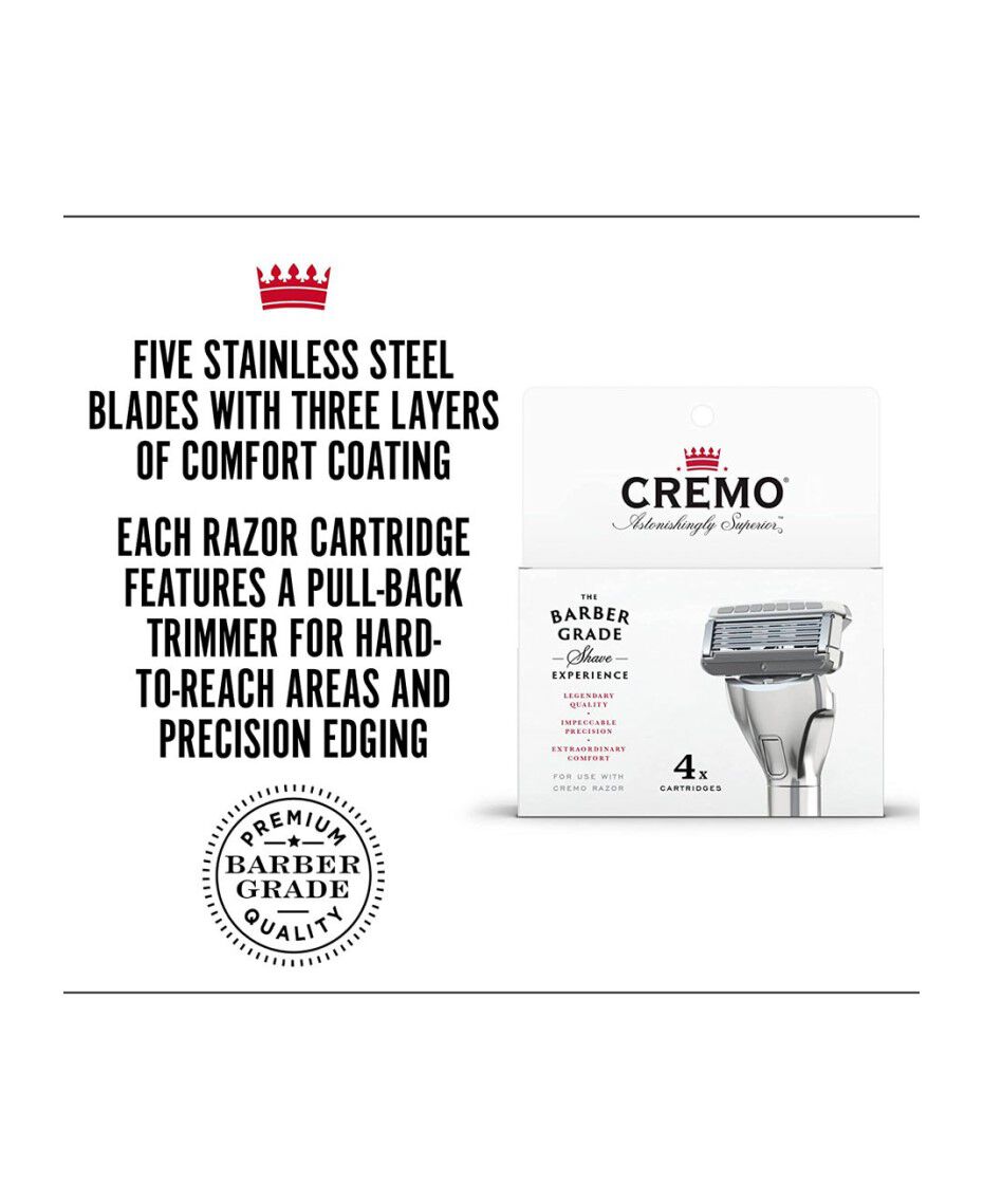 Cremo | Barber Grade Razor Blade Refills 4 Pack | Shaver Shop
