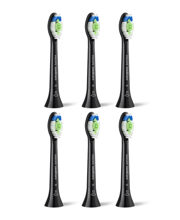 Sonicare W2 Optimal White Brush Head Refills 6 Pack - Black