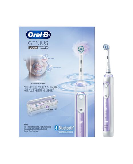 Genius 9000 Electric Toothbrush with 3 Replacement Heads & Smart Travel Case, Purple Orchid