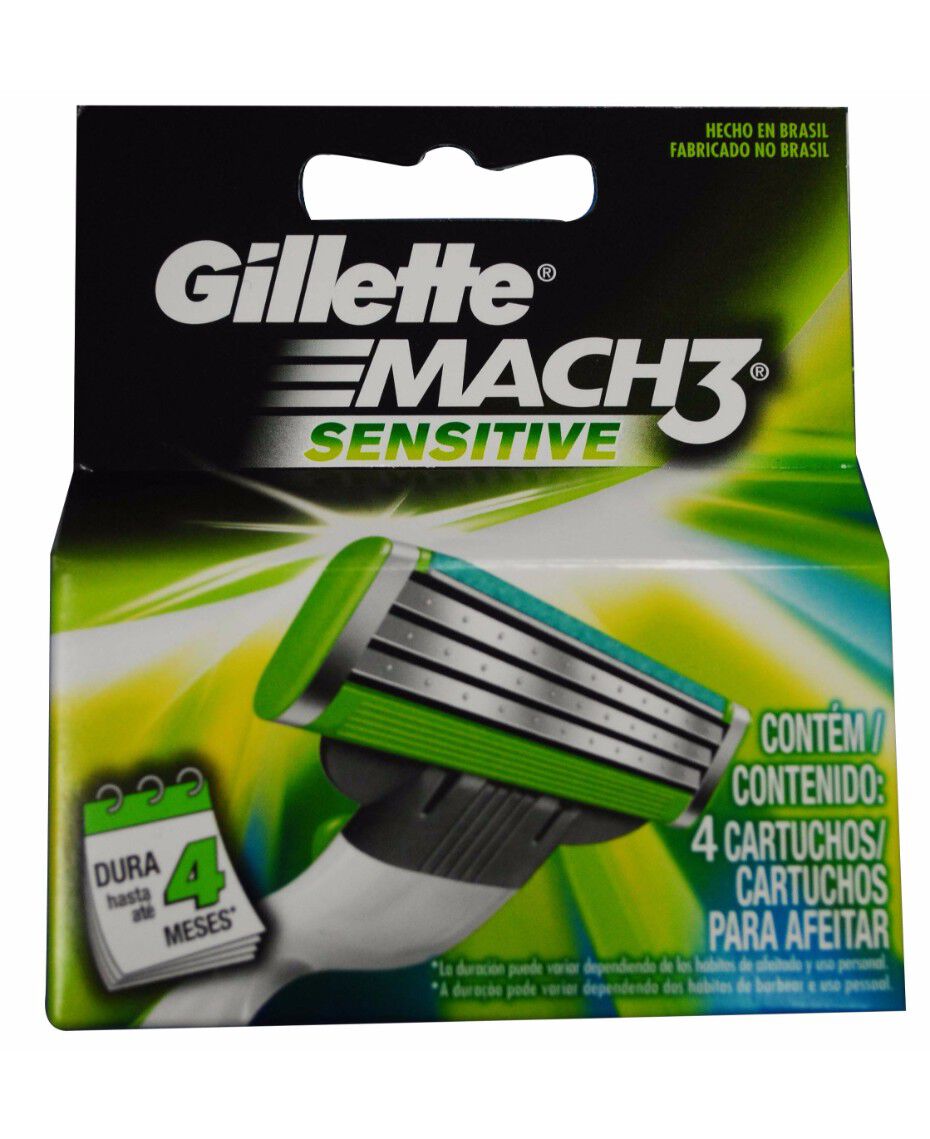 Gillette Mach 3 Sensitive Blades Refill 4 Pack Shaver Shop