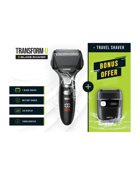 5 Blade Wet & Dry Electric Shaver & Travel Shaver Combo