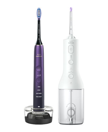Sonicare DiamondClean 9000 Electric Toothbrush Special Edition & Cordless Power Flosser Bundle Pack - Purple