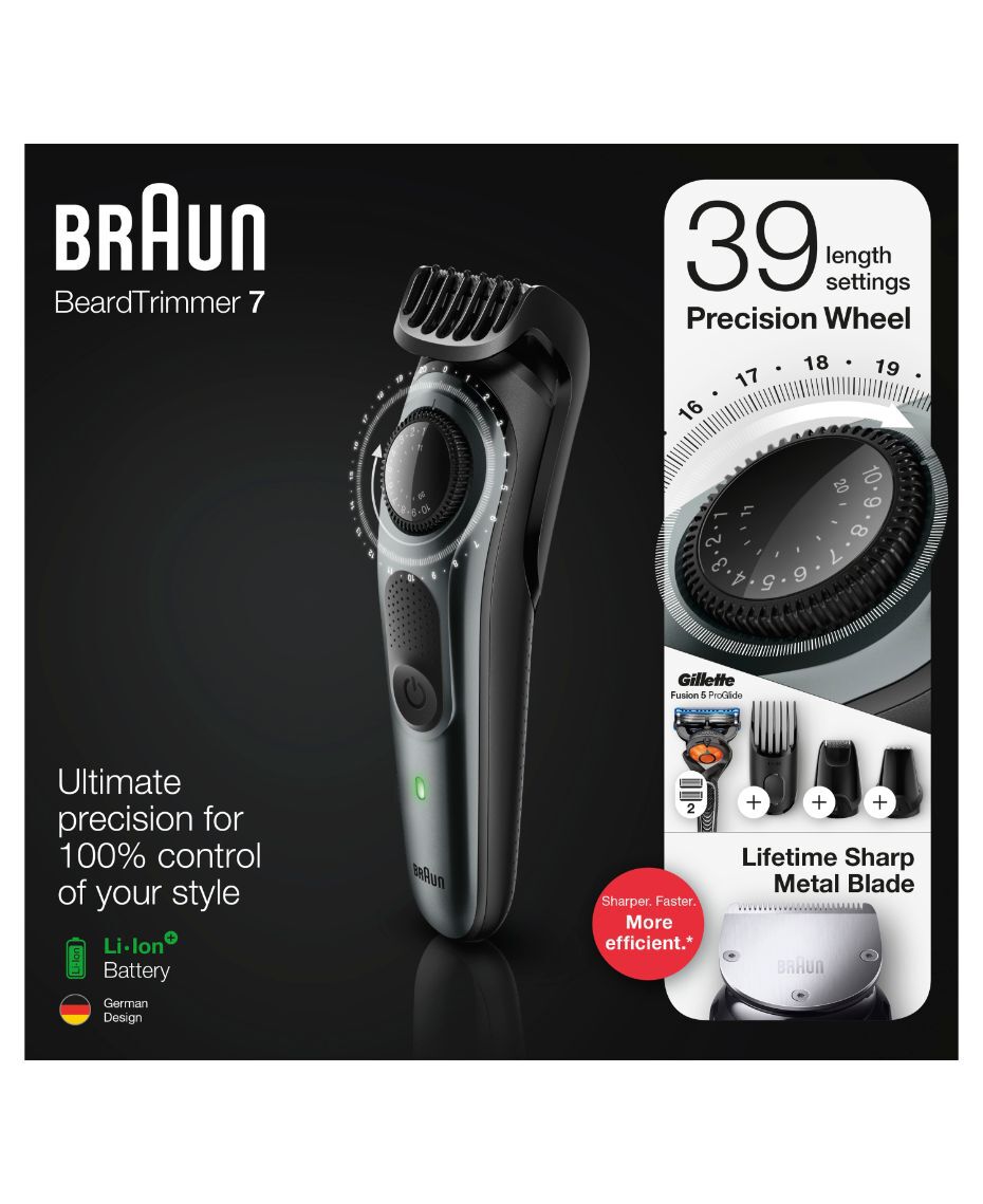 Braun Series 7 Beard Trimmer With Gillette Proglide Razor Shaver Shop Braun beard trimmer & hair clipper kit 39 length settings black/blue bt5040. series 7 beard trimmer with gillette proglide razor