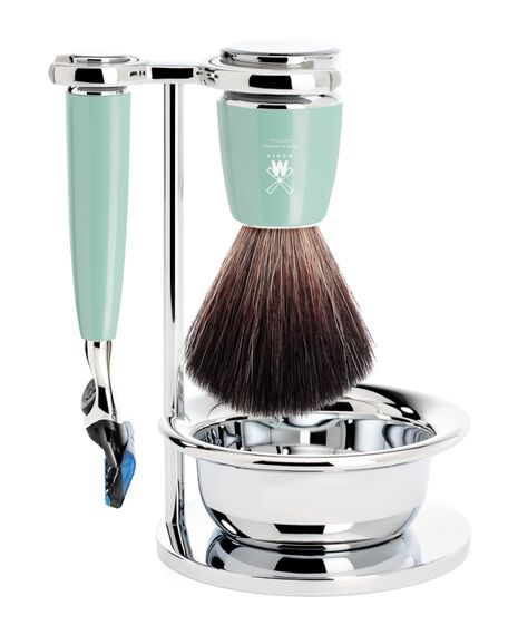 Rytmo 4 Piece Black Fibre/Fusion Shaving Set - Mint Resin