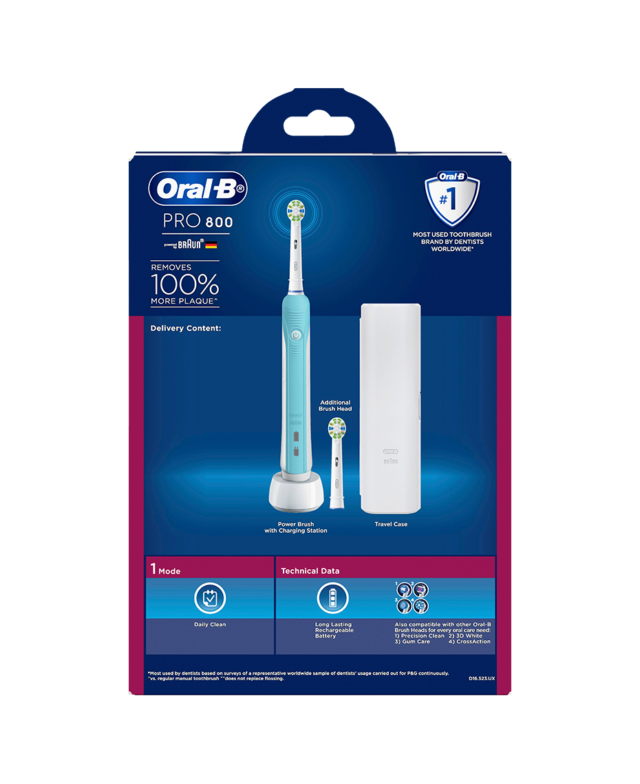 Oral-B Pro 800 Electric Toothbrush with Travel Case Blue