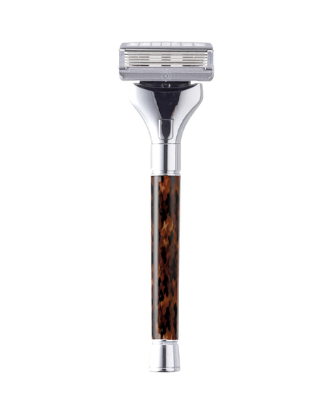 Barber Grade Tortoise Handle Razor with Blade Refills 2 Pack